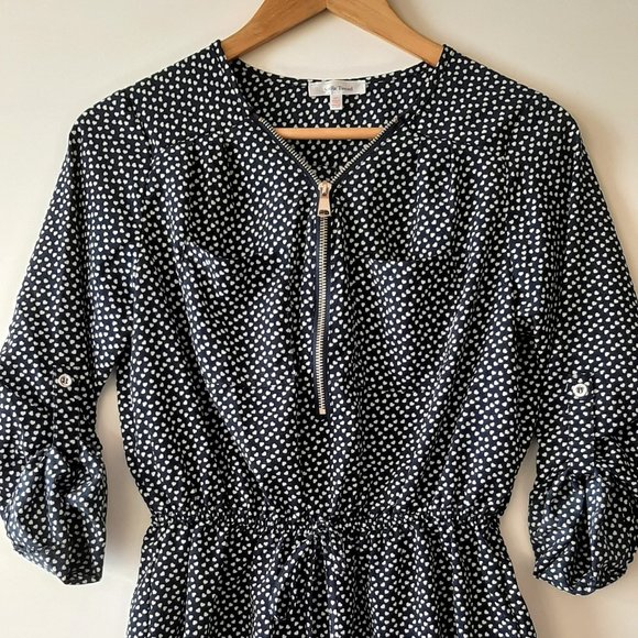 Stella Tweed Heart Print Blouse - Navy - Size Small - Picture 1 of 6